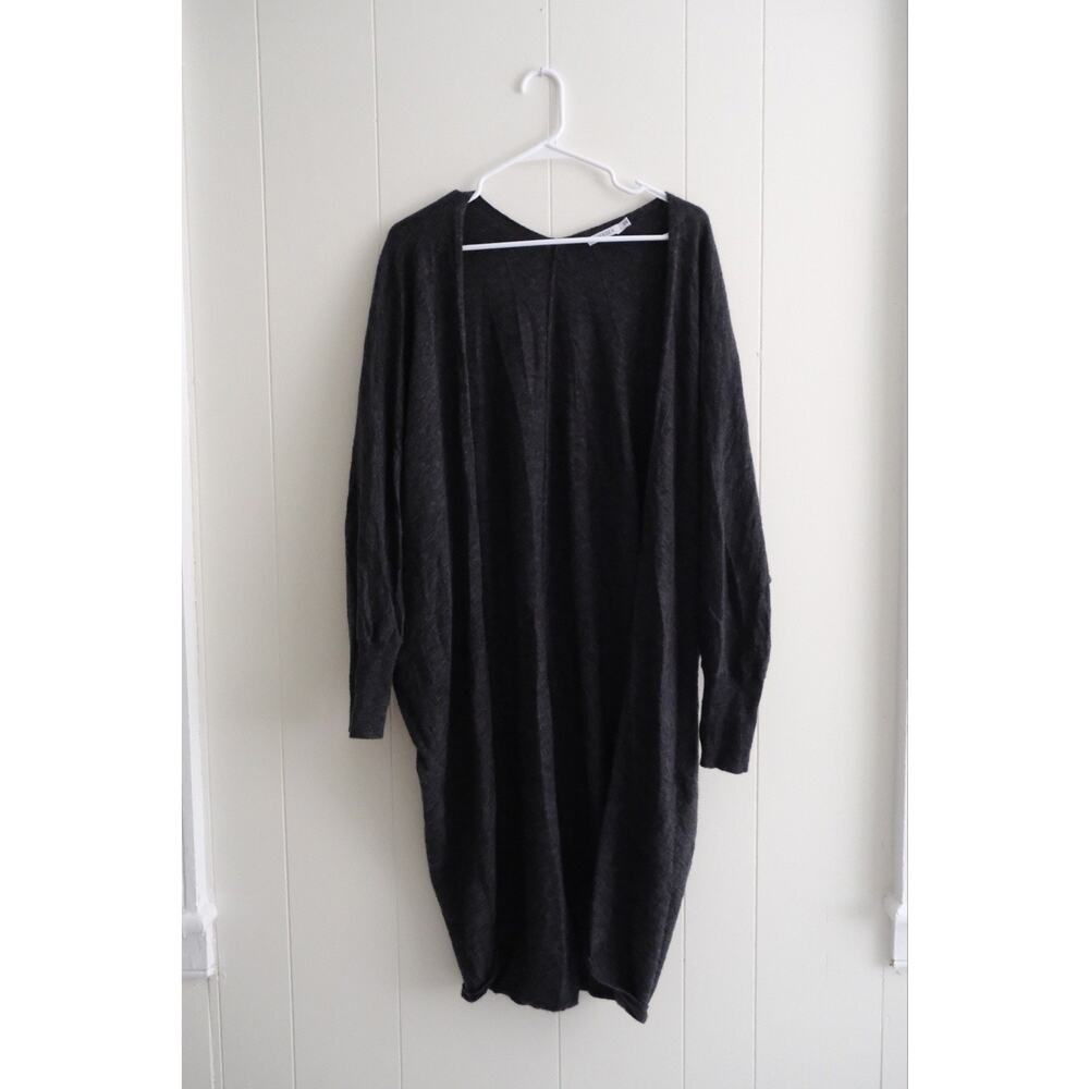 Mersea Womens Charcoal Wool Alpaca Blend Open Front Sweater Cardigan One Size